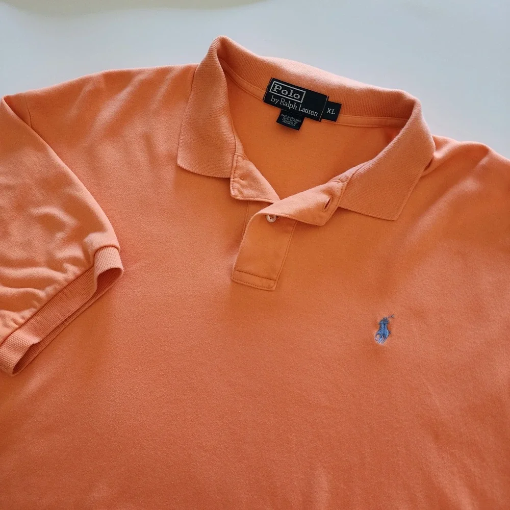 Polo by Ralph Lauren Orange‎ Polo Shirt Mens XL Short Sleeve Casual